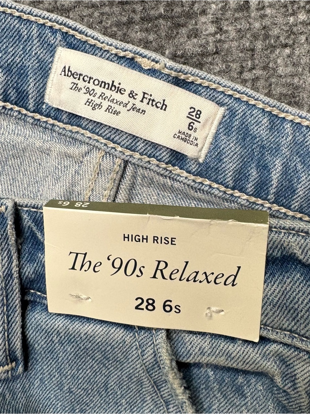 Abercrombie Fitch Jeans Womens 28/6S Blue 90's Relaxed High Rise Carpenter NEW - Picture 3 of 14